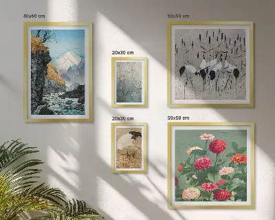 Framed photo set Landscapes of nature with flowers