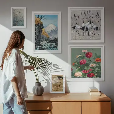 Framed photo set Landscapes of nature with flowers