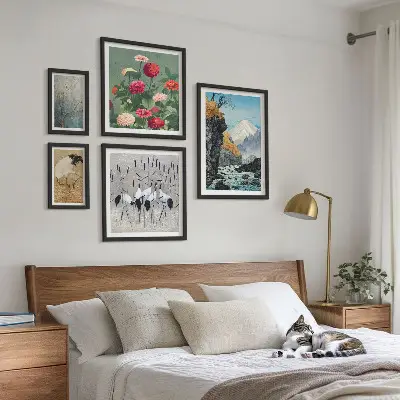 Framed photo set Landscapes of nature with flowers