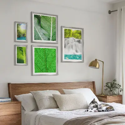 Tropical Palm Waterfalls wall art set of 5 pieces