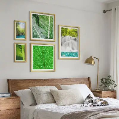 Tropical Palm Waterfalls wall art set of 5 pieces