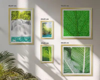 Set of 5 wall art pieces Tropical Palm Waterfalls