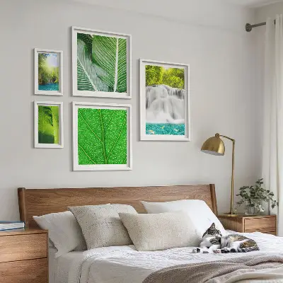 Set of 5 wall art pieces Tropical Palm Waterfalls