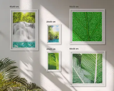 Set of 5 wall art pieces Tropical Palm Waterfalls