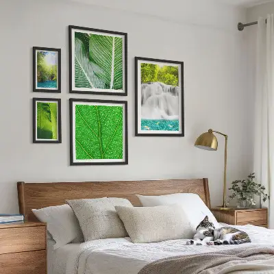 Tropical Palm Waterfalls wall art set of 5 pieces