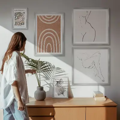 Framed photo set Stylish abstract figures