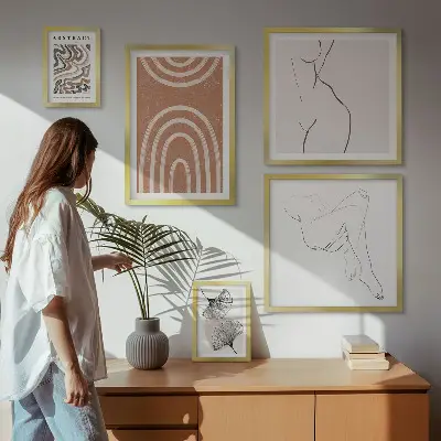 Framed photo set Stylish abstract figures