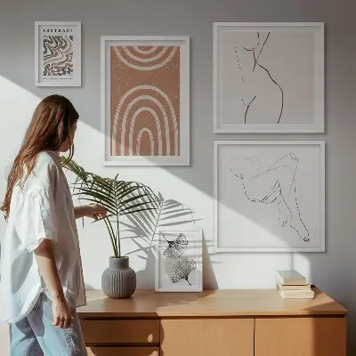 Framed photo set Stylish abstract figures