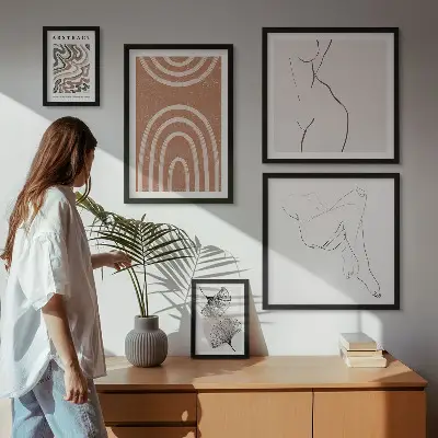 Framed photo set Stylish abstract figures