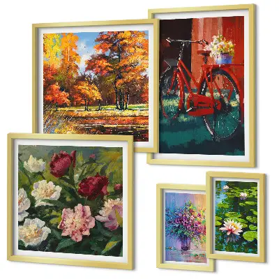 Gallery wall Flowers in the spring landscape