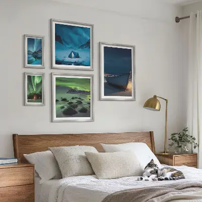 Gallery wall Winter landscapes with aurora