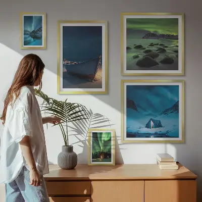 Gallery wall Winter landscapes with aurora