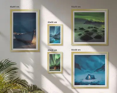 Gallery wall Winter landscapes with aurora