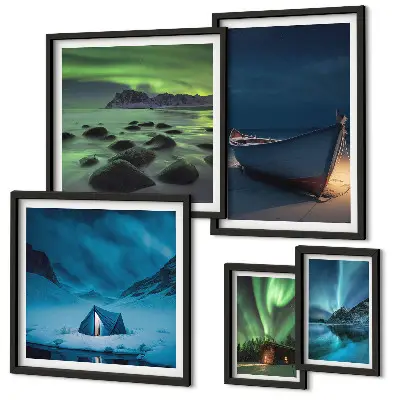 Gallery wall Winter landscapes with aurora
