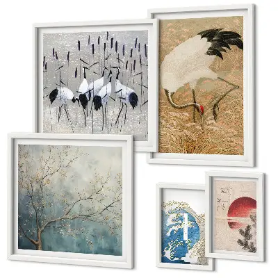 Framed photo set Stylish nature paintings of birds