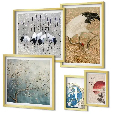 Framed photo set Stylish nature paintings of birds