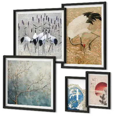 Framed bird photo set stylish nature paintings