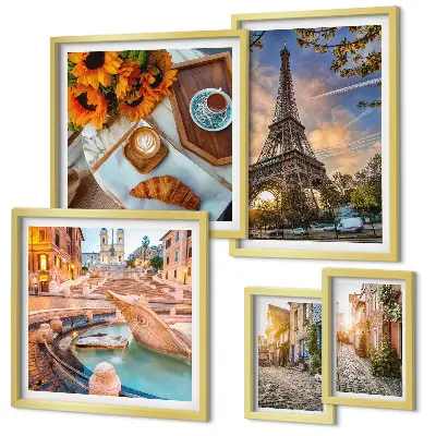 Set of 5 wall art pieces Atmospheric views of the cafe