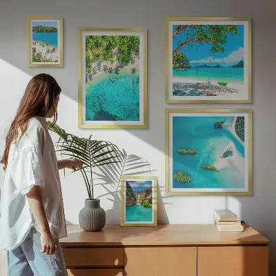 Framed photo set tropical beaches and paradise waters
