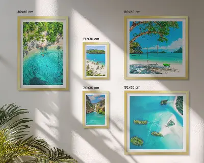 Framed photo set tropical beaches and paradise waters