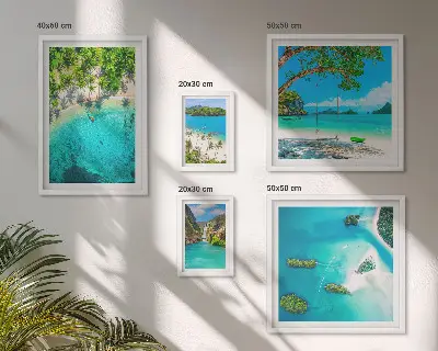 Framed photo set tropical beaches and paradise waters
