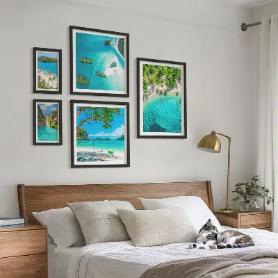Framed photo set tropical beaches and paradise waters