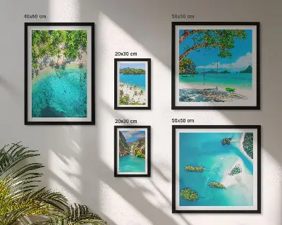 Framed photo set tropical beaches and paradise waters
