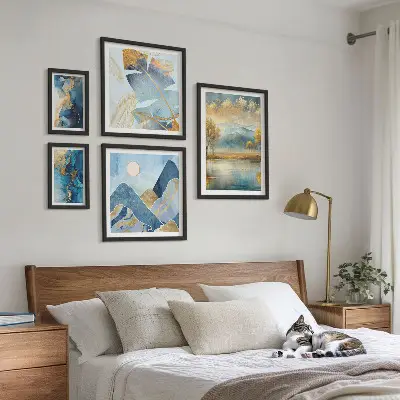 Set of 5 wall art pieces Stylish mountain plant landscapes