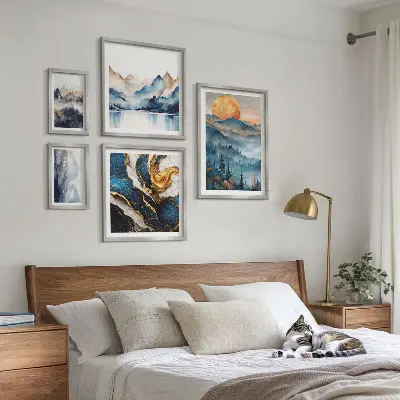 Set of 5 wall art pieces Mountain landscapes west