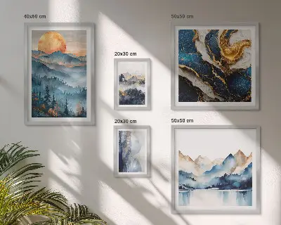 Set of 5 wall art pieces Mountain landscapes west