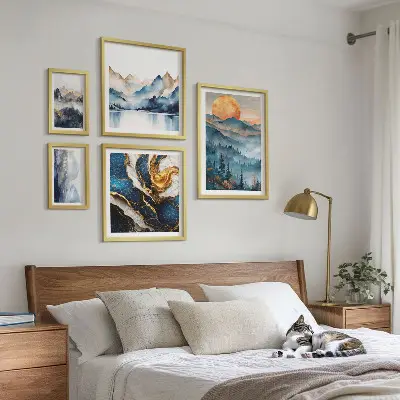 Set of 5 wall art pieces Mountain landscapes west