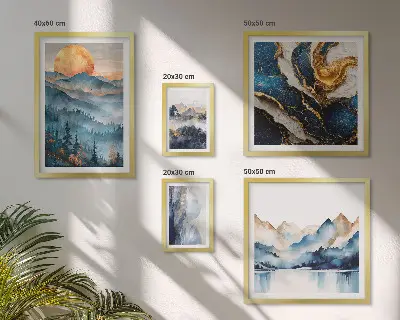 Set of 5 wall art pieces Mountain landscapes west