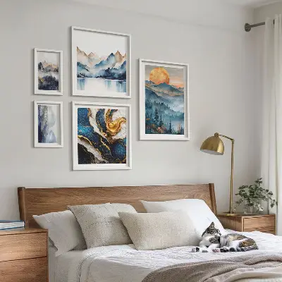 Set of 5 wall art pieces Mountain landscapes west