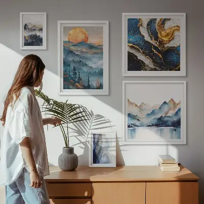 Set of 5 wall art pieces Mountain landscapes west