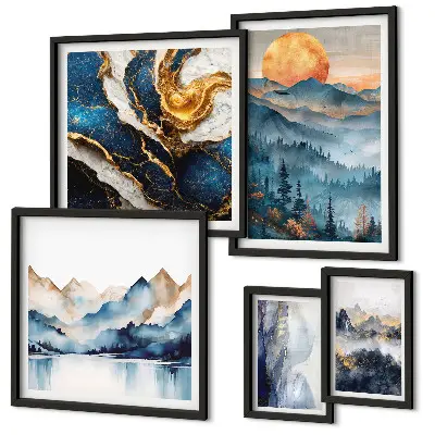 Mountain landscapes wall art set of 5 pieces