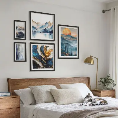 Set of 5 wall art pieces Mountain landscapes west