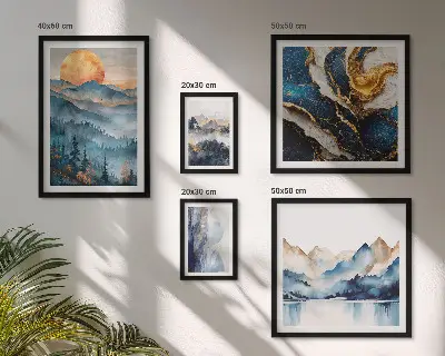 Set of 5 wall art pieces Mountain landscapes west