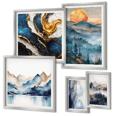 Mountain landscapes wall art set of 5 pieces