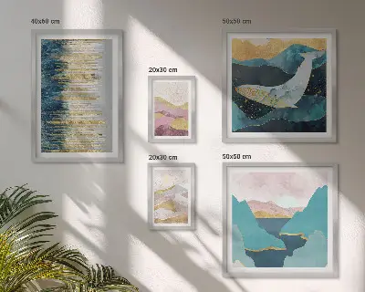 Framed photo set Abstract mountains modern sea