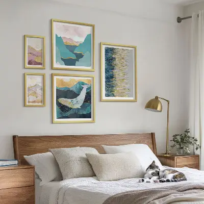 Framed photo set Abstract mountains modern sea
