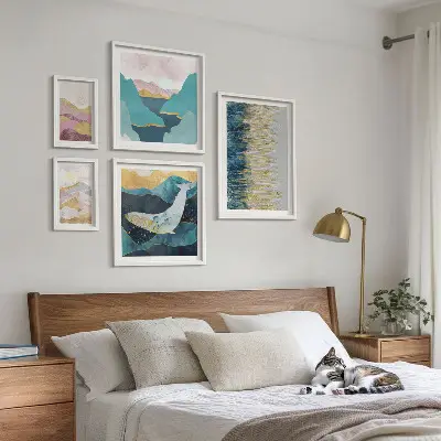 Framed photo set Abstract mountains modern sea
