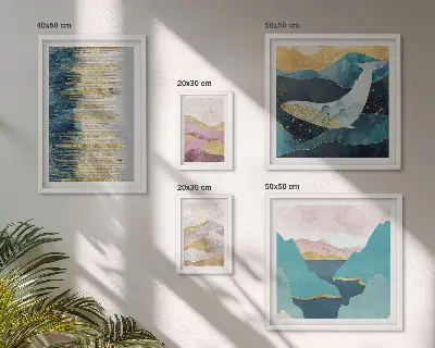 Framed photo set Abstract mountains modern sea