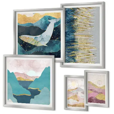 Framed photo set Abstract mountains modern sea