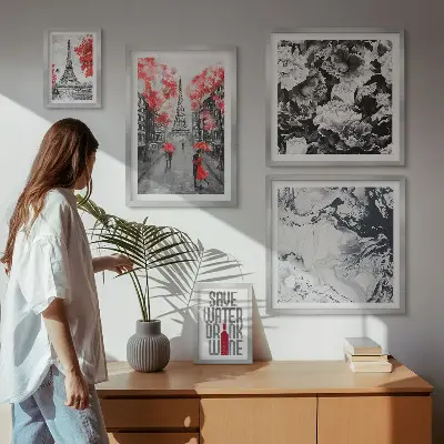 Framed photo set Parisian flowers and patterns