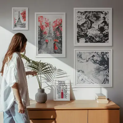 Framed photo set Parisian flowers and patterns