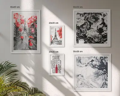 Framed photo set Parisian flowers and patterns