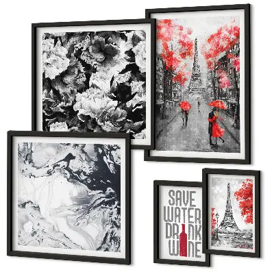 Framed photo set Parisian flowers and patterns
