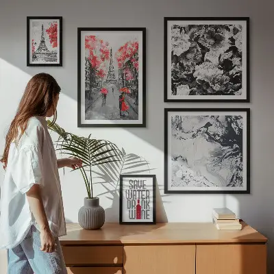 Framed photo set Parisian flowers and patterns