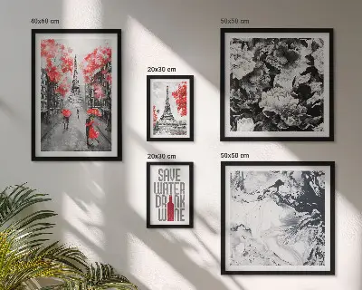 Framed photo set Parisian flowers and patterns