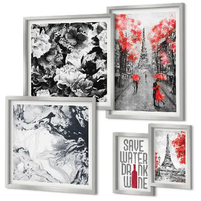 Framed photo set Parisian flowers and patterns
